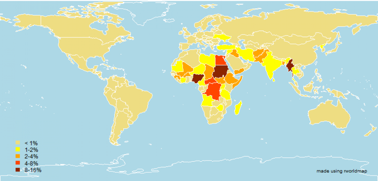 地图:世界各地的种族灭绝风险分布图片
